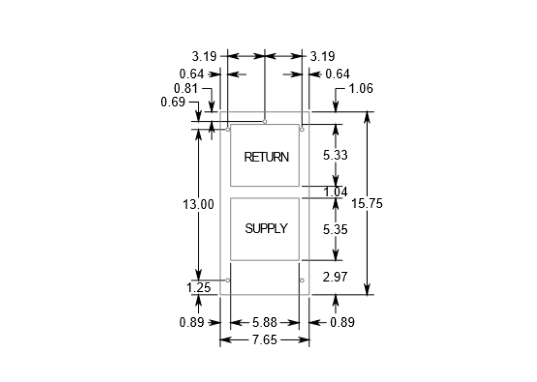 AN01RMWXX cutout dimensions drawing